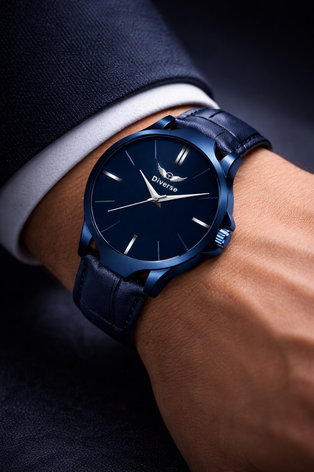 Men’s Blue Analog Leather Watch | Quartz Movement | Scratch & Water Resistant | Classic Round Dial